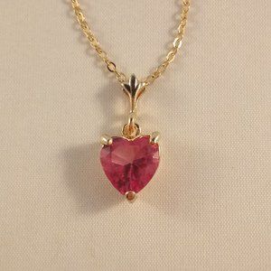 14K Yellow Gold Filled Diamond Zircon Heart Pendant Necklace 3.16 ctw Party Gift
